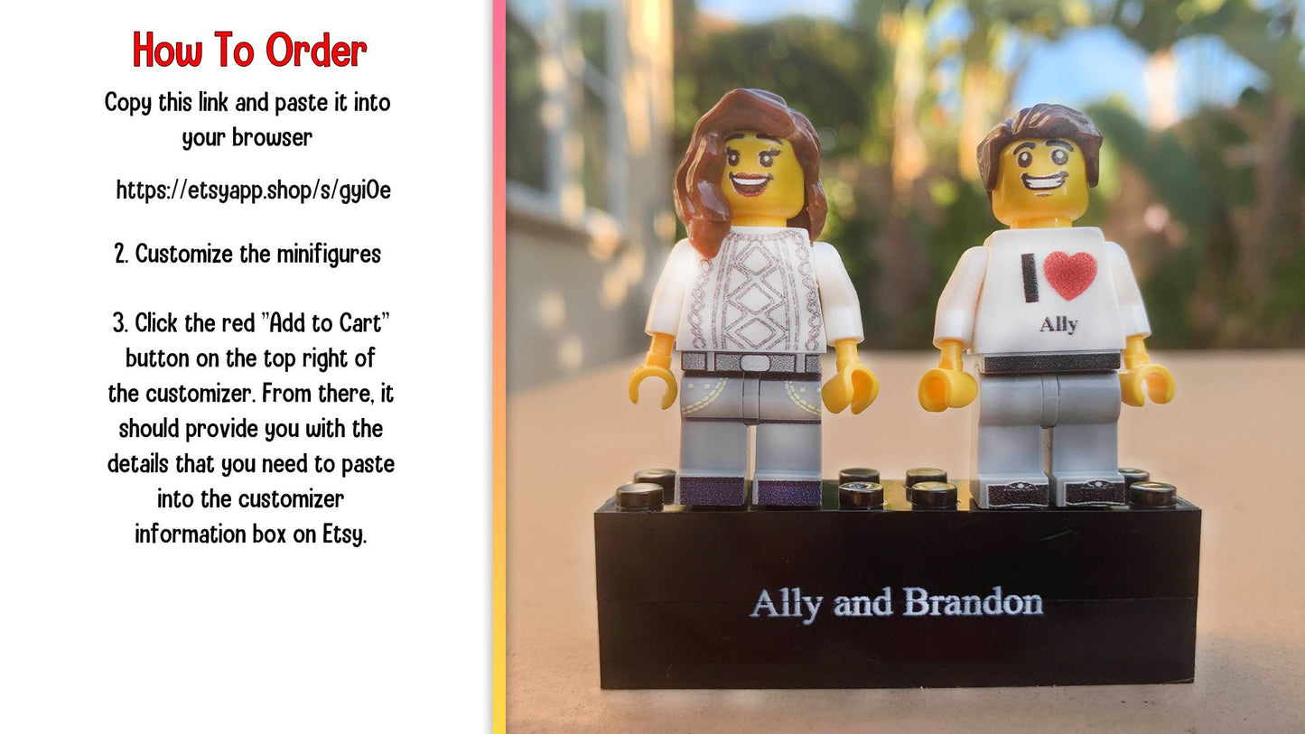 Personalized Couple Minifig with Engraved Base & Display Box